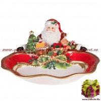 Блюдо новогоднее Дед мороз с подарками. Серия Банты Рождество. Новогодняя посуда Длина 33 см