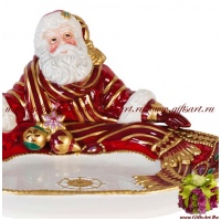 Блюдо новогоднее Дед мороз с подарками. Серия Новогодний карнавал. Новогодняя посуда Длина 30 см - вид 1 миниатюра