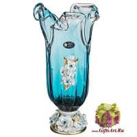 Ваза муранское стекло и фарфор. Ручная работа. 045746 Высота 40 см. Италия