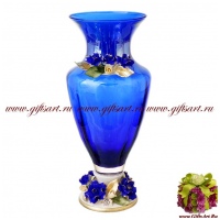 Ваза муранское стекло и фарфор capodimonte. Ручная работа. 09074. Италия