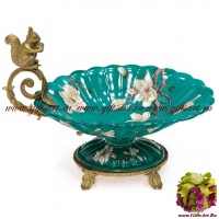 Ваза конфетница белочка. Фарфор и бронза. Декор В саду магнолий-2. Ручная работа. 22 см