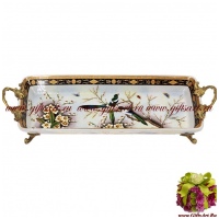 Блюдо. Фарфор и бронза. Декор Замок Сорок. Ручная работа. Длина 42см