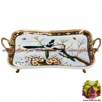 Блюдо. Фарфор и бронза. Декор Замок Сорок. Ручная работа. Длина 39см