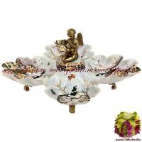 Блюдо менажница. Фарфор и бронза. Декор Замок Сорок. Ручная работа. 33 см