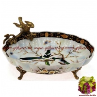 Блюдо птичка. Фарфор и бронза. Декор Замок Сорок. Ручная работа. 20 см