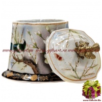 Сахарница вазочка. Фарфор и бронза. Декор Замок Сорок. Ручная работа. 10 см - вид 1 миниатюра