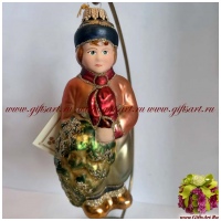 Ёлочная игрушка из стекла Карл. Ручная работа. 15 см Подарочная упаковка Krebs Glas Lauscha Германия