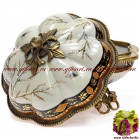 Шкатулка. Фарфор и бронза. Декор Замок Сорок. Ручная работа. 15 см - вид 1 миниатюра