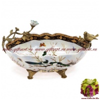 Блюдо птичка. Фарфор и бронза. Декор Замок Сорок. Ручная работа. 28 см