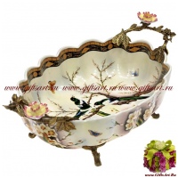 Блюдо. Фарфор и бронза. Декор Замок Сорок. Ручная работа. 39см