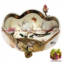 Чаша. Фарфор и бронза. Декор Замок Сорок. Ручная работа. Длина 21см