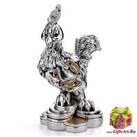 Петух с подковой на монетах cимвол года 2017. Посеребрение. 9,5 см Италия