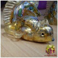 Мышь Муранское стекло. Символ 2020 года. Миллефиоре с золотом. Италия. 9 см