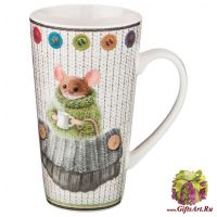 Кружка Мышки соседки, серия Весёлые мышки. 500 мл. Фарфор. Подарочная упаковка
