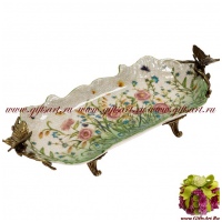 Рулетница. Фарфор и бронза. Декор Луговые цветы. Ручная работа. 30 см