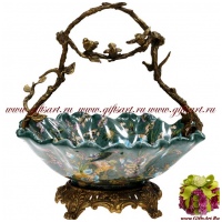 Ваза конфетница. Фарфор и бронза. Коллекция Идеальный мир. Ручная работа. Высота 25 см