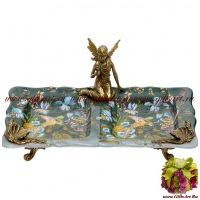 Блюдо под мелочь. Фарфор и бронза. Коллекция Идеальный мир. Ручная работа. Длина 25 см