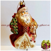 Ёлочная игрушка Дед Мороз стекло 14,5 см в подарочной упаковке Florentino Collection №23 - вид 1 миниатюра