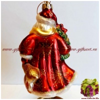 Ёлочная игрушка Дед Мороз стекло 14,5 см в подарочной упаковке Florentino Collection №23 - вид 2 миниатюра