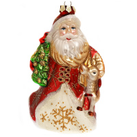 Ёлочная игрушка Дед Мороз стекло 14,5 см в подарочной упаковке Florentino Collection №23 - вид 4 миниатюра
