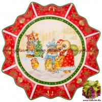 Блюдо фарфоровое Совушкин Новый год 25 см 465158