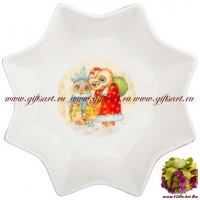 Блюдо фарфоровое Совушкин Новый год 23 см 675158 - вид 1 миниатюра