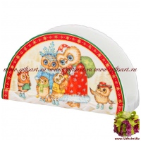 Салфетница фарфоровая Совушкин Новый год 12 см 285158