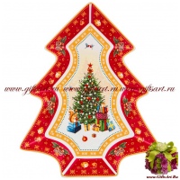 Блюдо фарфоровое Ёлка Новый год 26 см 206158