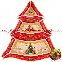 Блюдо фарфоровое Ёлка Новый год 24 см 306158