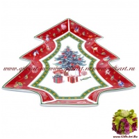 Блюдо ёлочка. Фарфор. Серия Рождественская трапеза Бордо. 26 см Чехия 69654