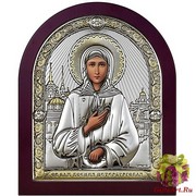 Икона освященная &quot;Ксения Петербургская (Петербуржская)&quot;, дерево, серебро 925, 16.5x20 см