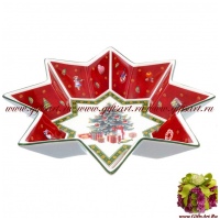 Блюдо звезда. Фарфор. Серия Рождественская трапеза Бордо. 26 см Чехия 04664