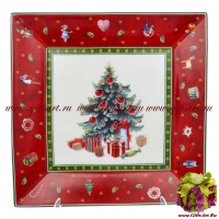 Блюдо квадратное. Фарфор. Серия Рождественская трапеза Бордо. 22 см Чехия 57464