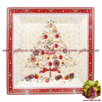 Блюдо квадратное. Фарфор. Серия Рождественская трапеза Карнавал. 22 см Чехия 67464