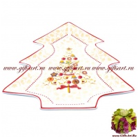 Блюдо ёлочка. Фарфор. Серия Рождественская трапеза Карнавал. 26 см Чехия 79654