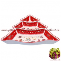 Менажница. Фарфор. Серия Рождественская трапеза Карнавал. 24 см Чехия 00754