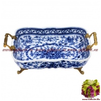 Блюдо. Декор Секрет розы Suntory. Фарфор и бронза. Ручная работа. Длина 30 см