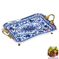 Блюдо. Декор Секрет розы Suntory. Фарфор и бронза. Ручная работа. Длина 33 см