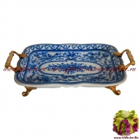 Блюдо. Декор Секрет розы Suntory. Фарфор и бронза. Ручная работа. Длина 29 см