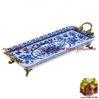 Блюдо. Декор Секрет розы Suntory. Фарфор и бронза. Ручная работа. Длина 42 см