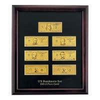 Бона Банкноты USD доллар США сусальное золото Панно в деревянной рамке