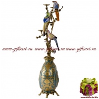 Ваза декоративная Наутилус. Три птички. Коллекция Небесные гирлянды. Фарфор и бронза. Ручная работа. 63 см - вид 2 миниатюра