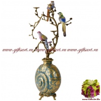 Ваза декоративная Наутилус. Три птички. Коллекция Небесные гирлянды. Фарфор и бронза. Ручная работа. 63 см - вид 3 миниатюра