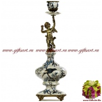 Подсвечник Ангел левый. Фарфор и бронза. Декор Утро в Шенонсо. Ручная работа. 37 см