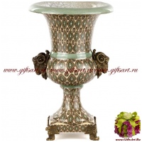 Ваза. Фарфор и бронза. Декор Медичи. Ручная работа. Высота 20 см