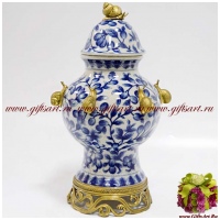 Ваза Виноградные улитки. Фарфор и бронза. Коллекция Птица счастья. Ручная работа. Высота 38 см