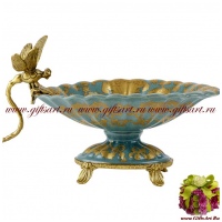 Вазочка со стрекозой. Фарфор и бронза. Коллекция Небесные гирлянды. Ручная работа. 26 см