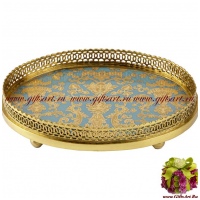 Блюдо. Фарфор и бронза. Овальное. Коллекция Небесные гирлянды. Ручная работа. Длина 26 см