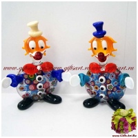 Клоун Сеньор Пульсанте Миллефиори. Стеклянная фигурка Мурано Италия. 10 см