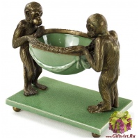 Чаша с обезьянами. Фарфор и бронза. Коллекция Мята. Ручная работа. 17 см